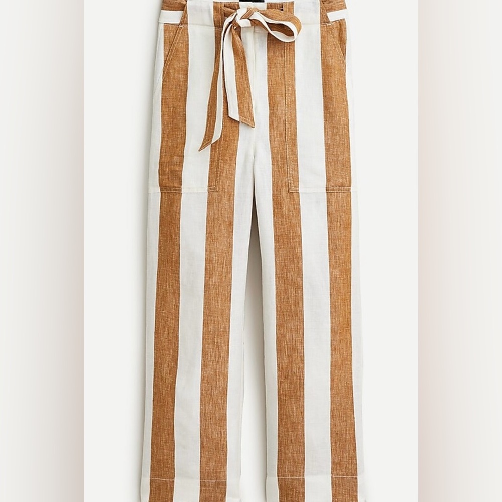 J Crew Tie-Waist Striped Linen Pants NWT - Size 10